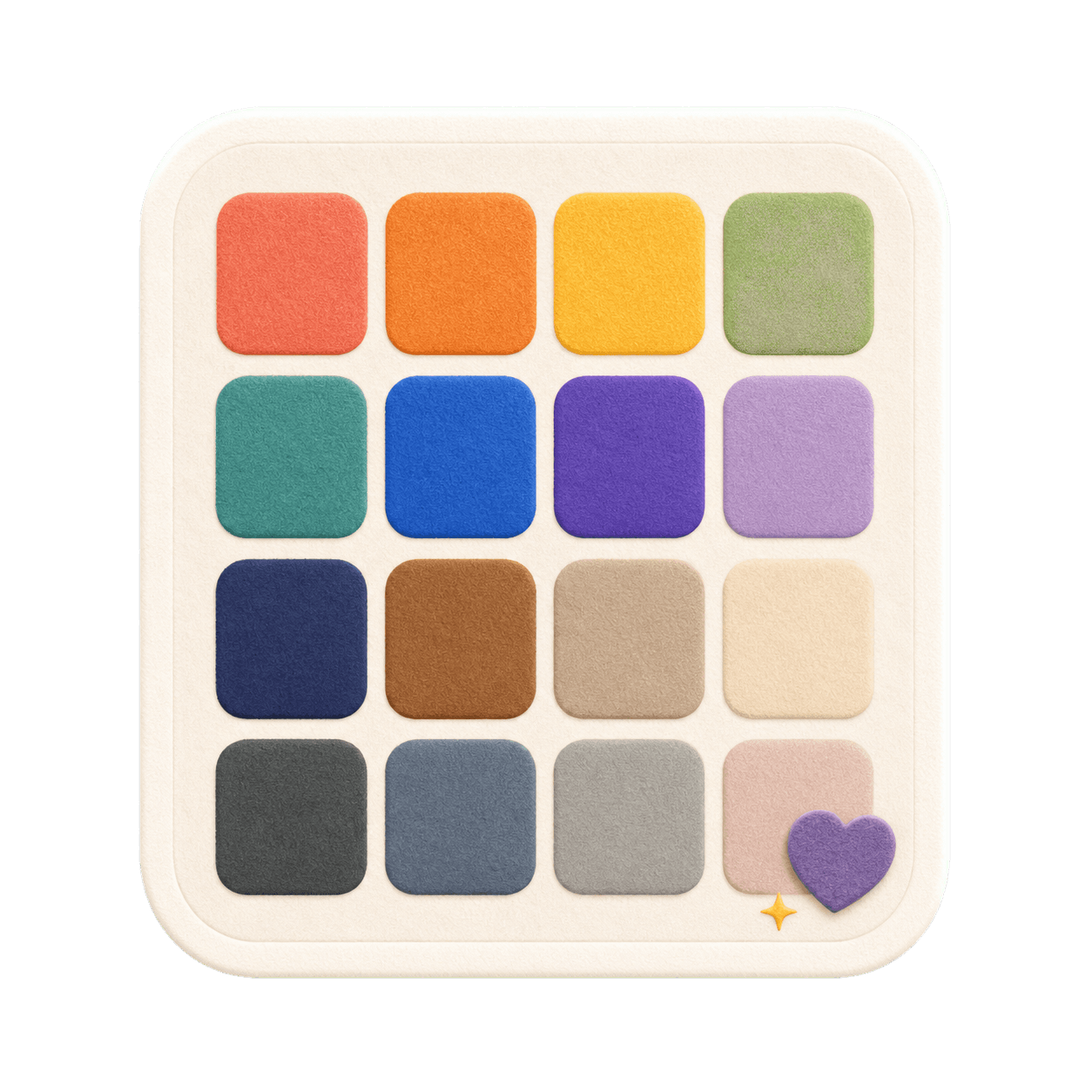 Tactile personal palette card with color swatches.